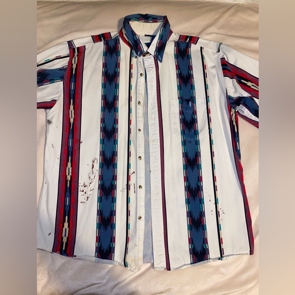 Vintage cowboy western Aztec button up express riders